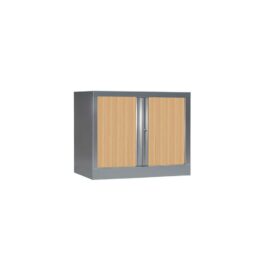 Armoire de bureau Série PLUS structure aluminium et rideaux chêne h70 l80