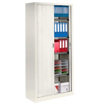 Armoire à rideaux, blanc, 100x198 cm, pour dossiers et rangements de bureaux.