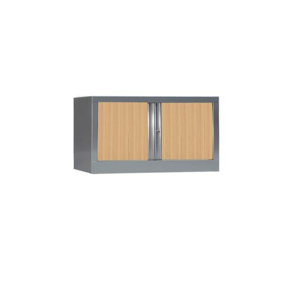 Armoire de bureau Série PLUS structure aluminium et rideaux chêne h44 l100