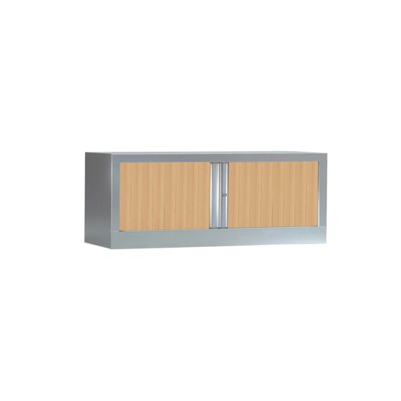 Armoire de bureau Série PLUS structure aluminium et rideaux chêne h44 l1200