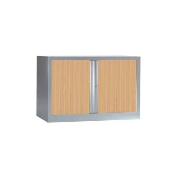Armoire de bureau Série PLUS structure aluminium et rideaux chêne h70 l120