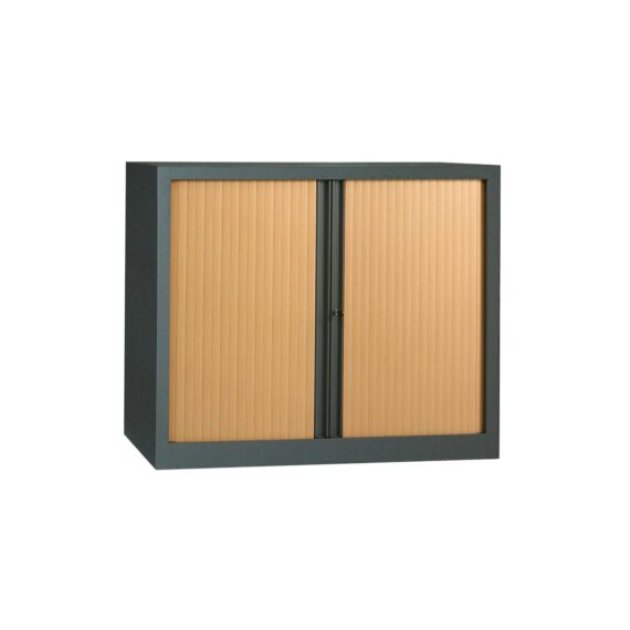 Armoire anthracite rideaux hêtre en KIT H1000 x L1200