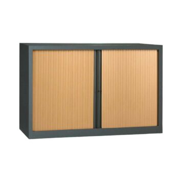 Armoire anthracite rideaux hêtre en KIT à monter H1000 x L1600