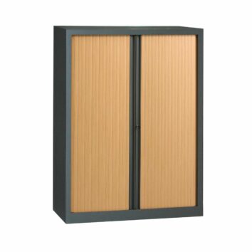 Armoire anthracite rideaux hêtre en KIT H1608 x L1200