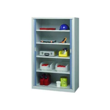 Armoire industrielle d'atelier à rideaux modèle 1 ouverte