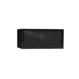 Réhausse SÉRIE PLUS noir 9005, dimensions H44 L120, avec portes à rideaux, design élégant et moderne.