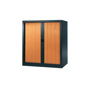 Armoire de bureau Série A structure anthracite et rideaux pommier h100 l100