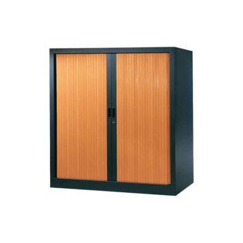 Armoire de bureau Série A structure anthracite et rideaux pommier h120 l120