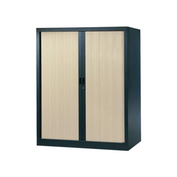Armoire de bureau Série A structure anthracite et rideaux érable h136 l120