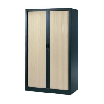 Armoire de bureau Série A structure anthracite et rideaux érable h160 l100