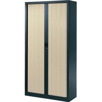 Armoire de bureau Série A structure anthracite et rideaux érable h198 l100