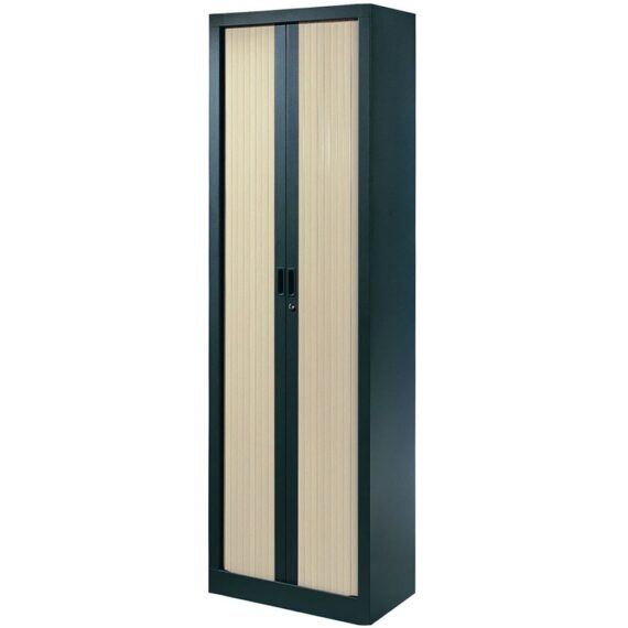 Armoire de bureau Série A structure anthracite et rideaux érable h198 l60