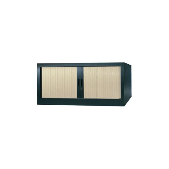Armoire de bureau Série A structure anthracite et rideaux érable h44 l120