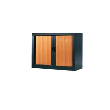 Armoire de bureau Série A structure anthracite et rideaux pommier h70 l80