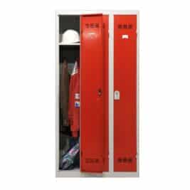 Vestiaire industrie propre 3 cases dont une ouverte coloris rouge