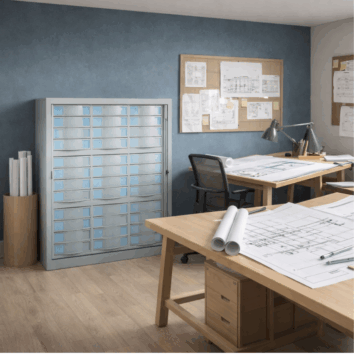 Armoire Rideaux - Classement à plat - H145 L120 - 36 Tiroirs - Série SDT