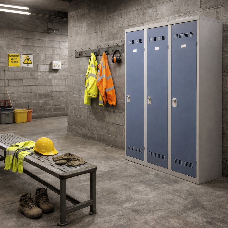 Vestiaire Industrie Salissante Gamme PREMIUM - 3 cases L.120 cm - Monobloc