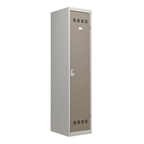 Vestiaire industrie salissante 1 case coloris taupe porte fermée