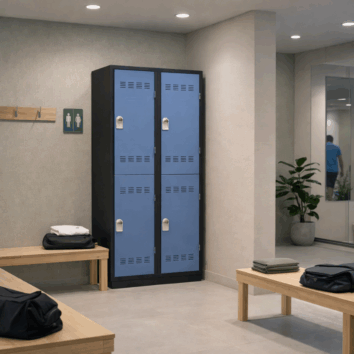Vestiaire sport 4 casiers Largeur 800 coloris Bleu-ambiance