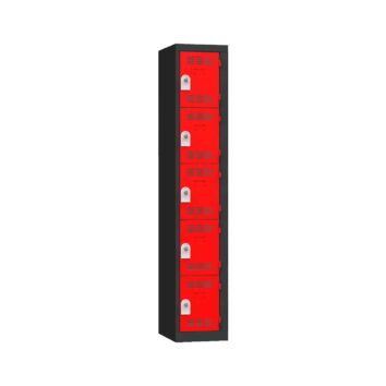 Vestiaire Multicases PREMIUM avec 5 casiers, dimensions 1800x300x500mm. Équipé de plaque de propreté, butée anti-bruit, porte-étiquette et aérations.