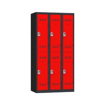 Vestiaire multicases PREMIUM, 6 casiers, H1800xL900xP500, porte-étiquette, tube cintre, 2 patères, plaque propreté, aération, butée anti-bruit. Fabriqué en France.