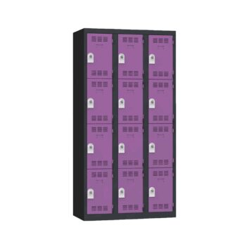 Vestiaire multicases PREMIUM 12 casiers H1800xL900xP500, conçu en France, usage intensif, anti-bruit, porte-étiquette, aéré, résistant à l'effraction, garanti 10 ans.