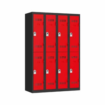 Vestiaire multicases PREMIUM, 8 casiers, H1800xL1200xP500, support cintre, patères, plaque propreté, porte-étiquette, aération, résistant, garanti 10 ans.