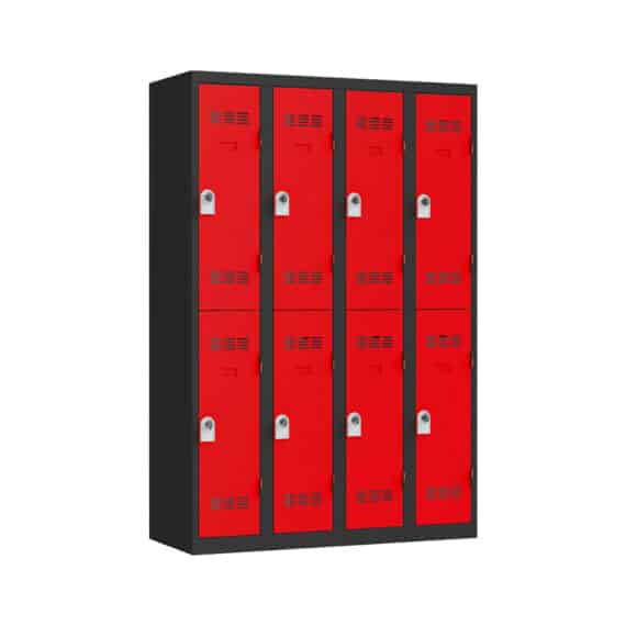 Vestiaire multicases PREMIUM, 8 casiers, H1800xL1200xP500, support cintre, patères, plaque propreté, porte-étiquette, aération, résistant, garanti 10 ans.