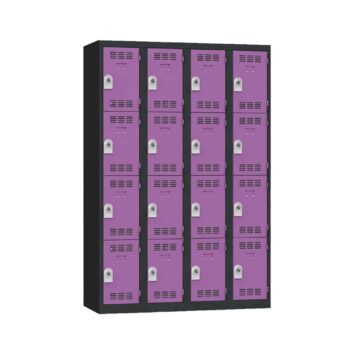 Vestiaire multicases PREMIUM 16 casiers, H1800 x L1200 x P500, plaque propreté, butée anti-bruit, porte-étiquette, aérations. Fabriqué en France, garantie 10 ans.