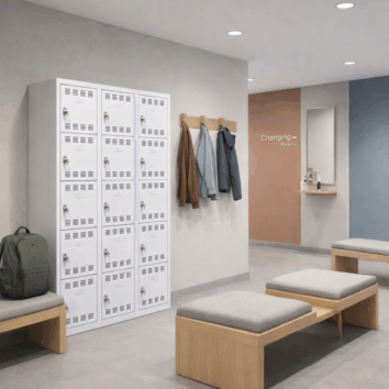 Vestiaire 5 cases 3 colonnes Largeur 400 couleur blanc