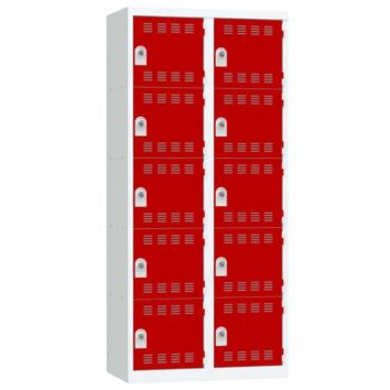 Vestiaire 5 cases 2 colonnes Largeur 400 portes Rouges