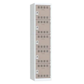 Vestiaire multicases 5 cases en métal, couleur basalte, vue de face.