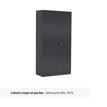 Armoire Portes Battantes - H198 L090 anthracite