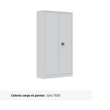 Armoire Portes Battantes - H198 L090 finition gris clair