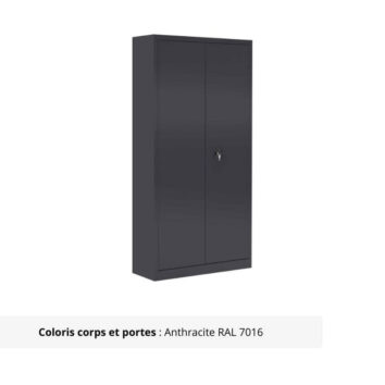 Armoire Portes Battantes PREMIUM - H198 L100 coloris anthracite