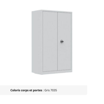 Armoire Portes Battantes PREMIUM - H198 P600 L120 finition gris clair