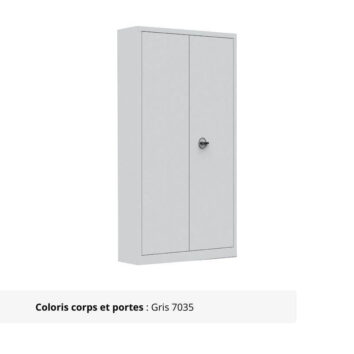 Armoire Portes Battantes Premium - H180 L90 finition gris clair