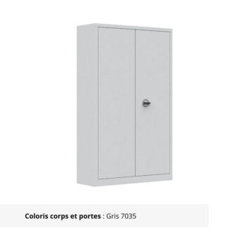 Armoire Portes Battantes Premium - H198 L120 finition gris clair