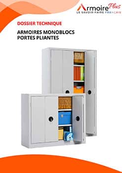 Armoire Portes Pliantes Premium - H100 L120 en métal gris avec dossiers et fournitures rangés.