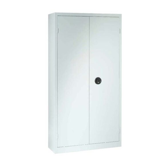 Une armoire à portes battantes H180 x L90 coloris gris clair