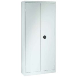 Une armoire à portes battantes H198 x L90 coloris gris clair