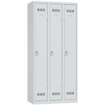 vestiaire de bureau 3 cases gris clair fermé