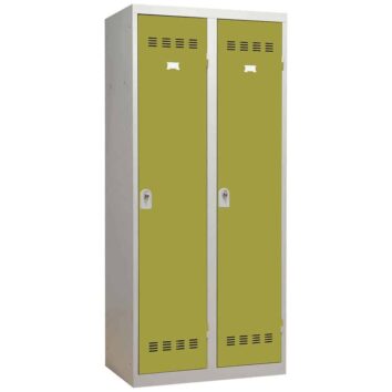 Vestiaire industriel 2 cases 80 cm, couleur anis, avec moraillon, pour industrie propre.
