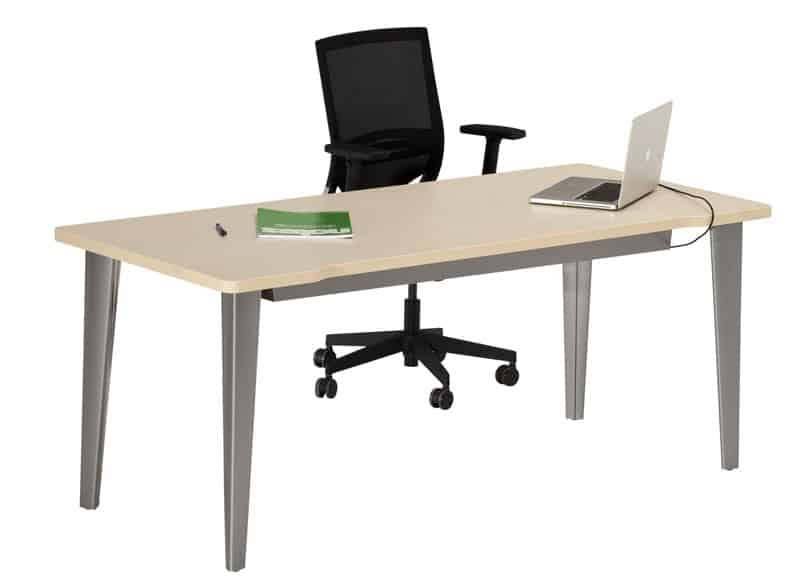 bureau-droit-individuel-180x80-aluminium-erable bureau droit individuel avec chaise
