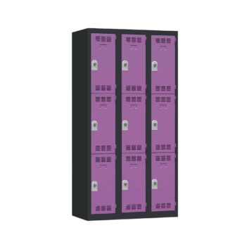 Vestiaire multicases PREMIUM avec 9 casiers, largeur 90 cm, hauteur 180 cm, profondeur 50 cm. Conçu pour un usage intensif, avec résistance maximale à l'effraction.