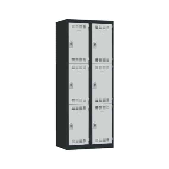 Vestiaire multicases PREMIUM 6 casiers, dimensions H.1800 x L.800 x P.500, conçu en France. Résistant, garanti 10 ans, avec aération et porte-étiquette.