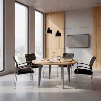 Table de Réunion Ronde 4 Personnes - Version 4 Pieds - Ligne ÉLÉGANCE - ambiance