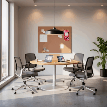 Table de Réunion Ronde 4 Personnes - Version Pied Central - Ligne ÉLÉGANCE - ambiance