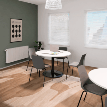 Table de Réunion Ronde 4 Personnes - Version Pied Central - Ligne PLUS - ambiance