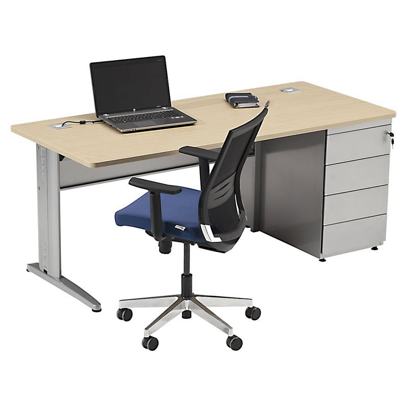 Bureau d'angle pure + retour caisson porteur Métal 60 cm